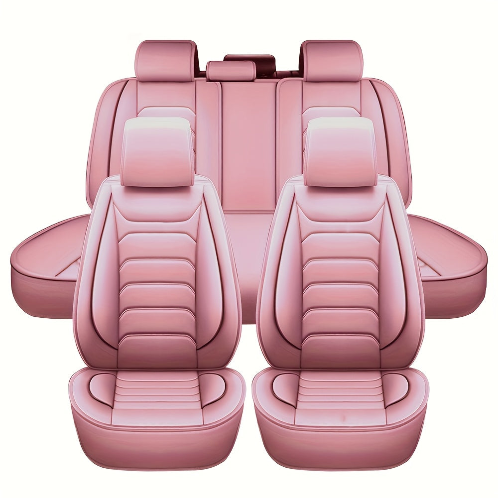 Faux Leather Car Seat Covers 5-Seat Full Set – Waterproof 360° All-Weather Protection, Soft Foam Padding, Non-Slip Grip, Universal Fit for Cars, Trucks, Sedans, and SUVs, 6 Colors Available