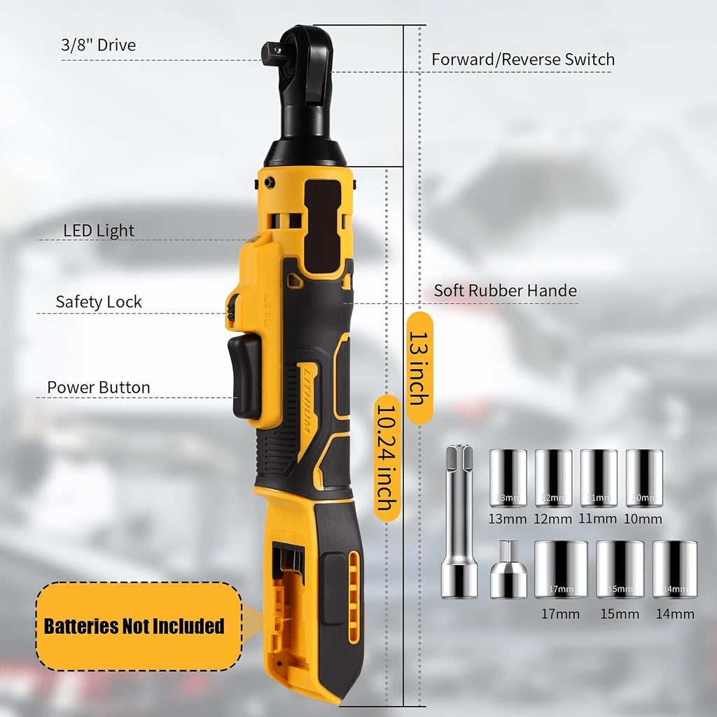 3/8-Inch Brushless Electric Ratchet Wrench Compatible with DeWalt 20V Battery Variable Speed with 1/4-Inch Adapter & 3-Inch Extension Rod – Tool Only (No Battery)