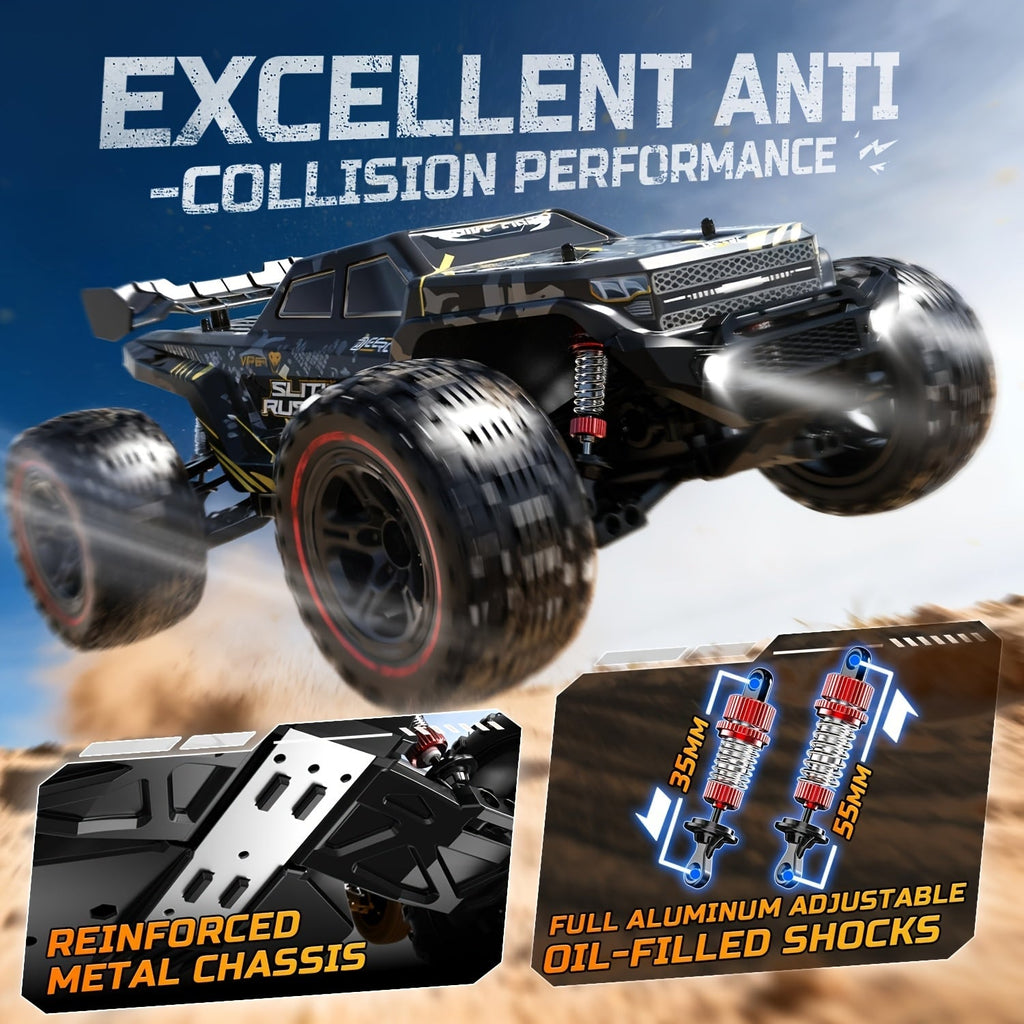 1:10 Brushless RC Car for Adults 37+ MPH - 4WD High Speed Off-Road Monster Truck, Dual 3S 11.1V Batteries for 40-Min Runtime, Metal Gear Servo, Oil-Filled Shocks, Extra Swing Arms | Professional RC Crawler Gift