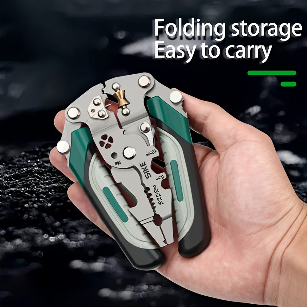 Foldable Multi-Function Industrial-Grade Wire Stripper - Precision Cutting, Crimping & Stripping Tool for Electricians & All Electrical Work