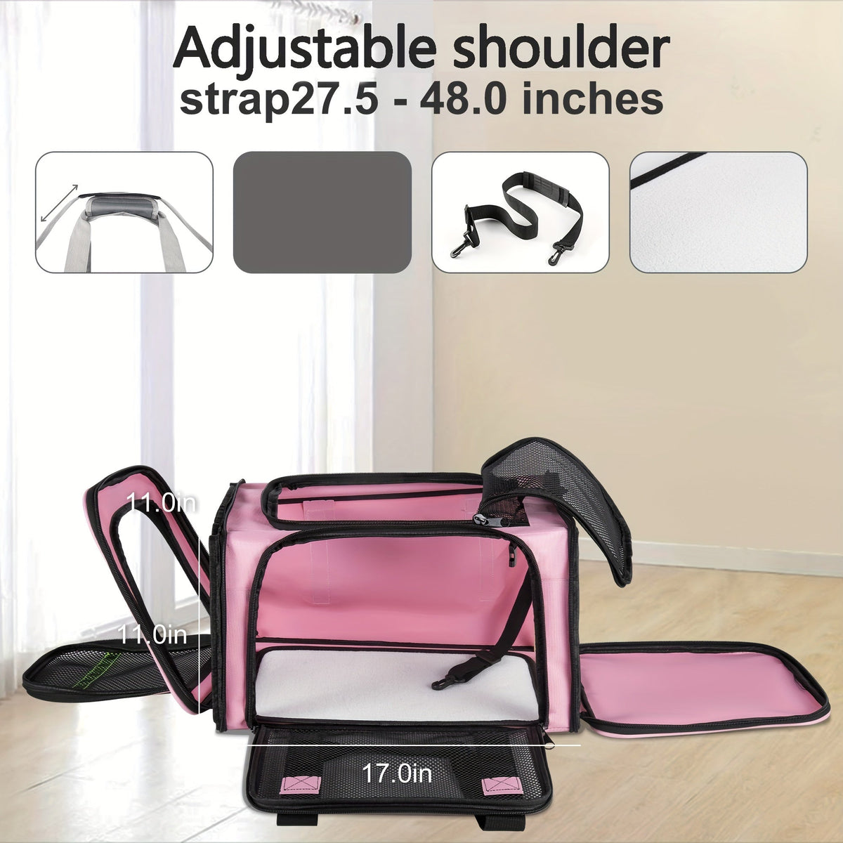Airline Approved Soft-Sided Pet Carrier – TSA-Compliant Collapsible Travel Bag for Small Dogs, Cats & Kittens Under 15 lbs, Fits Under Airplane Seat