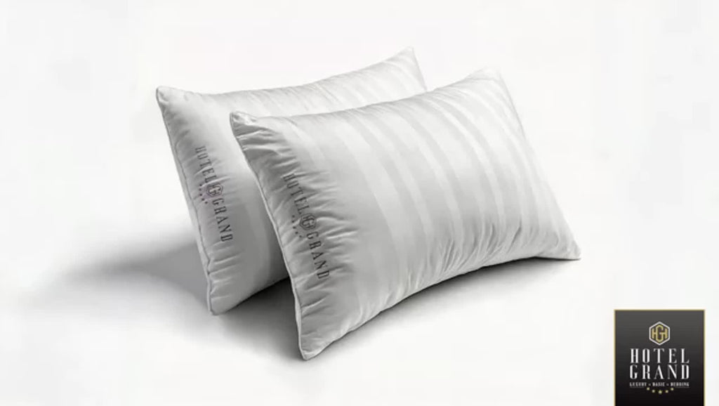 Feather Down Bed Pillows Set of 2 500 Thread Count 100% Cotton Hypoallergenic Breathable Hotel Collection for Back and Side Sleepers Standard Queen King White