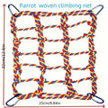 Parrot Climbing Net for Bird Cage - Colorful Cotton Rope Ladder Hammock Toy for Parrots, Cockatiels, Conures, Budgies, Small Birds & Hamsters - Chew Swing Hanging Activity Play Perch Accessory