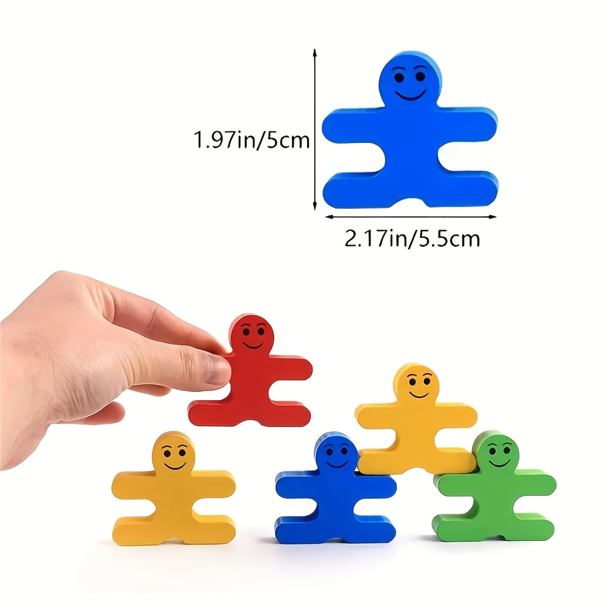 Wooden Stacking Balance Blocks for Kids, Colorful STEM Educational Toy for Toddlers, Color Recognition Cognitive Learning Math Game, Interlocking Matching Blocks for Boys & Girls Ages 3+