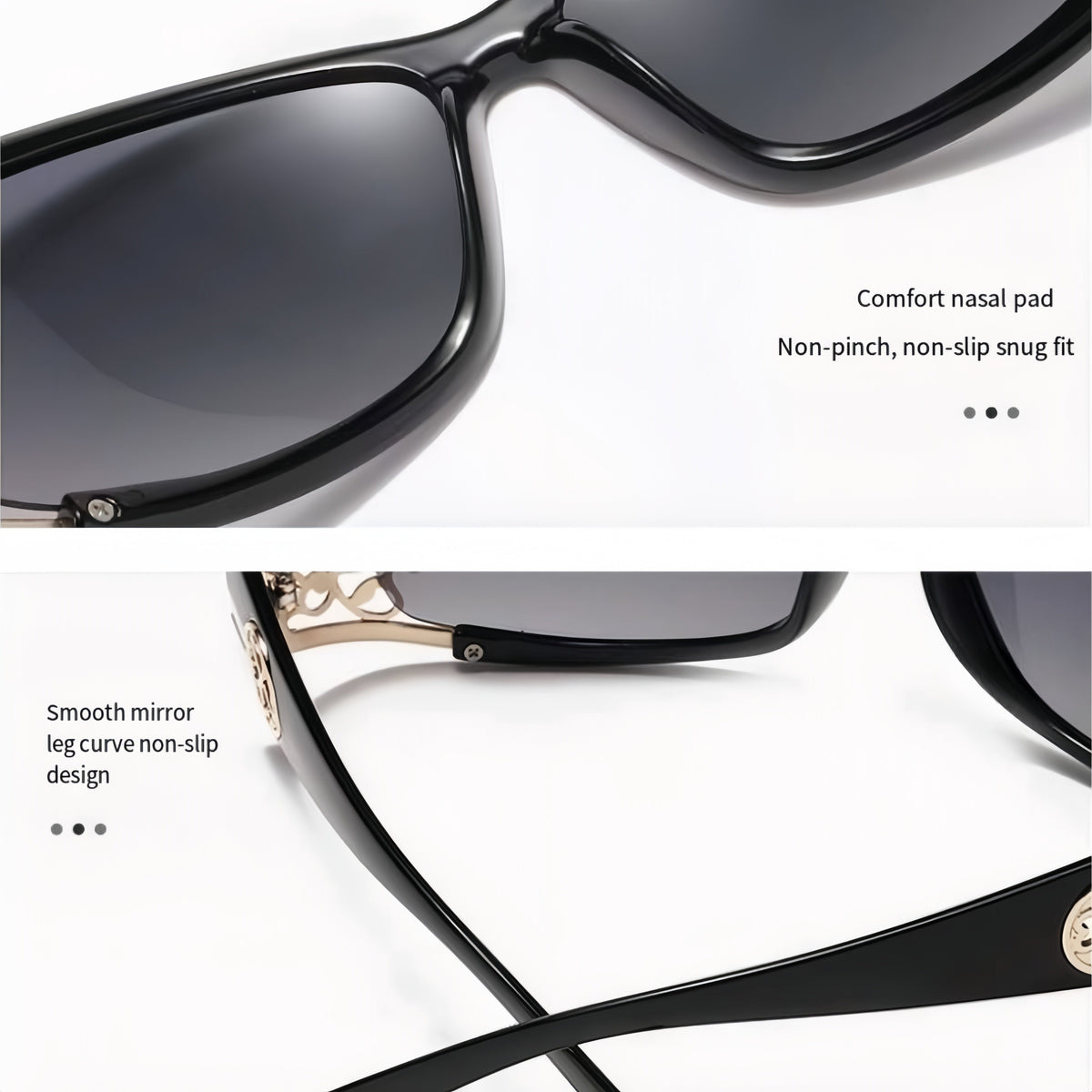 Women's Polarized Sunglasses – Oversized Square Frame, UV400, Hollow-Carved Temples, Retro Vintage Fashion Shades for Driving, Beach, and Outdoors, Women's Eyewear Gift (Black, Blue, Purple, Tea)