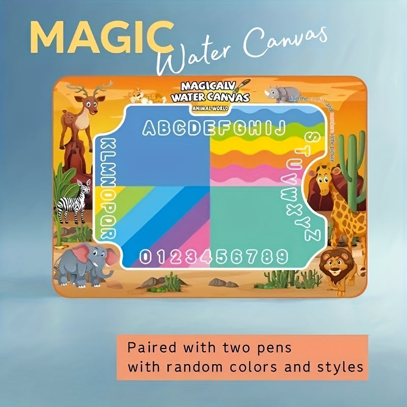 Water Drawing Mat for Kids, Reusable Magic Painting Canvas, Mess-Free Art Toy Set for Ages 3+, Large 80x60cm, Ocean Animal Designs, Gift Box
