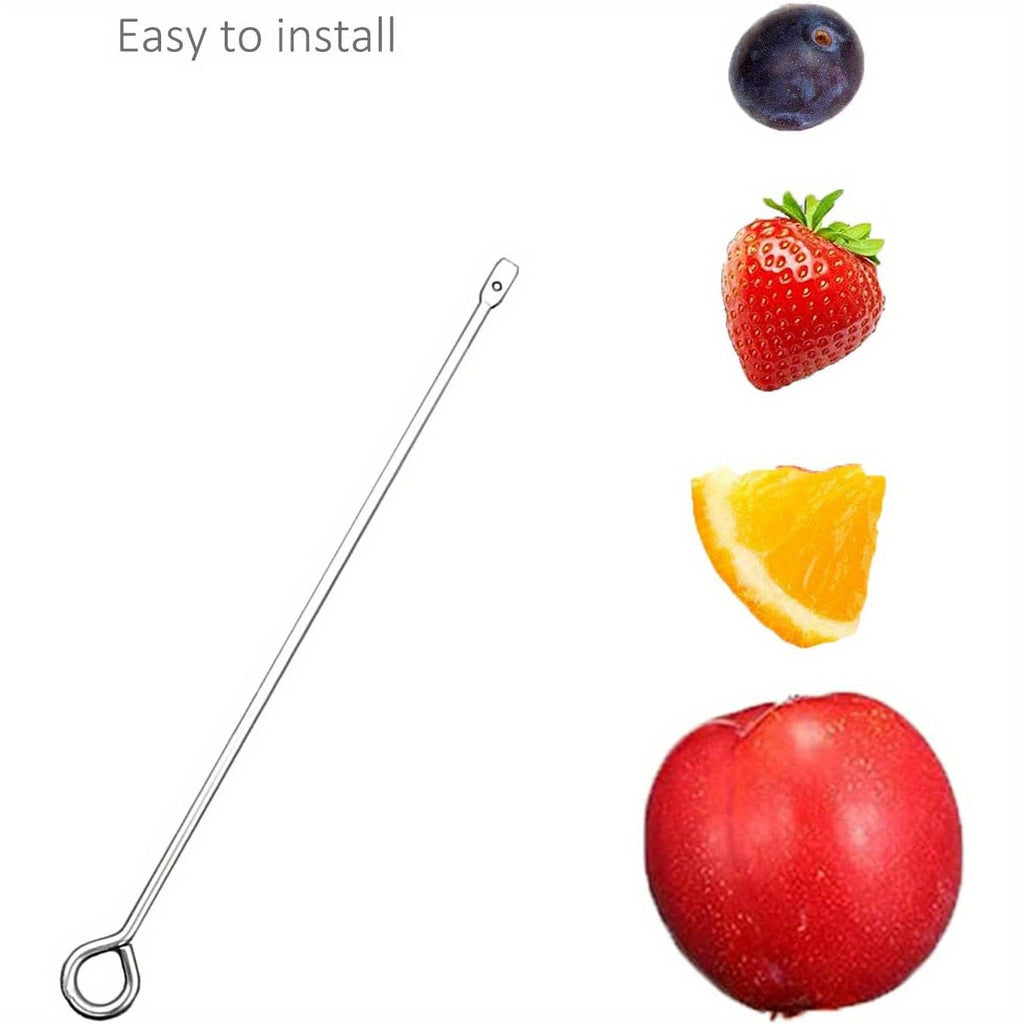 Stainless Steel Parrot Fruit and Vegetable Skewer Feeder for Bird Cage - Food Holder Foraging Toy with Carabiner Clip for Parakeet, Budgie, Cockatiel, Conure, Macaw - Bird Cage Feeding Accessory, 10 inch