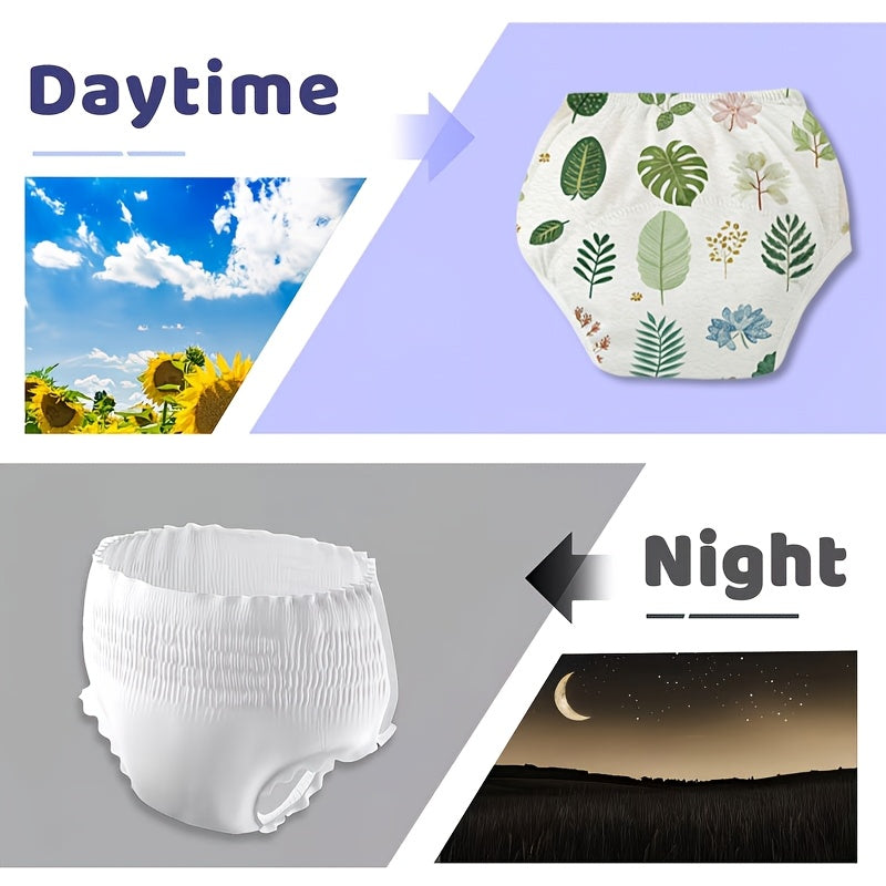5-Piece Baby Potty Training Underwear, Reusable Washable Cartoon Print Soft Breathable Leak-Proof Training Pants for Toddlers, Forest Rabbit Leaves & Little Bear, Sizes 1-2Y 2-3Y 3-4Y
