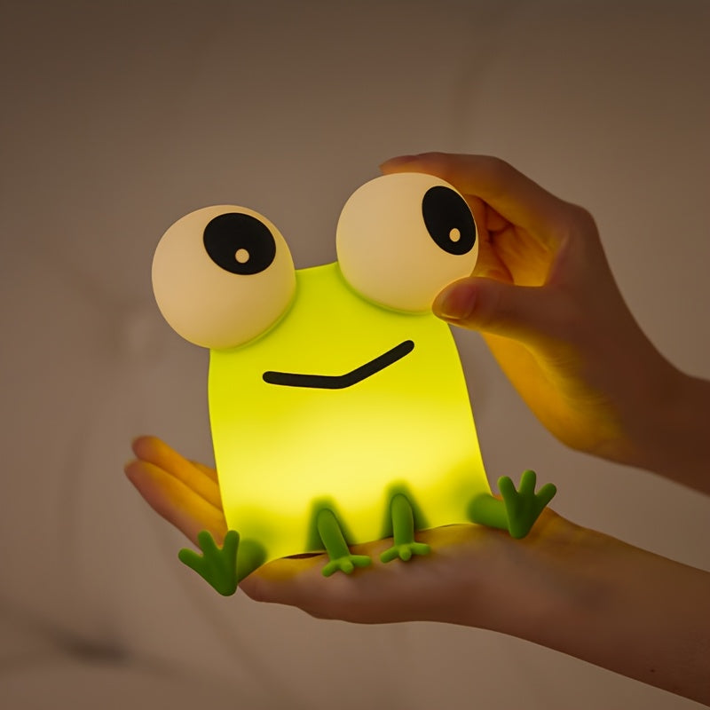 Frog Silicone Night Light, USB Rechargeable Bedside Lamp with 3-Level Dimming & Timer, Cute Kids Room & Teen Bedroom Decor Light for Bookshelves Dressing Tables & Parties, Birthday & Holiday Gift