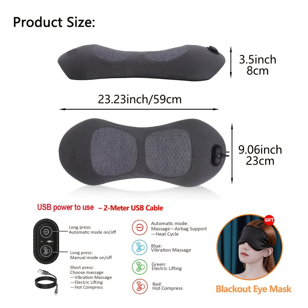 3-in-1 Lumbar Support Pillow – Vibration Massage, Heat Therapy & Air Cushion Lift, Ergonomic Lower Back Pillow for Office Chair & Car, Soothes Stiffness & Muscle Tension – Nova Mart