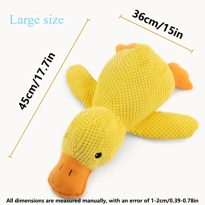 Plush Squeaky Duck Dog Toy - Durable Soft Chewable Noise-Making Stuffed Animal for Stress Relief, Anxiety & Boredom, Cute Gift for Small, Medium, and Large Dogs, S/M/L