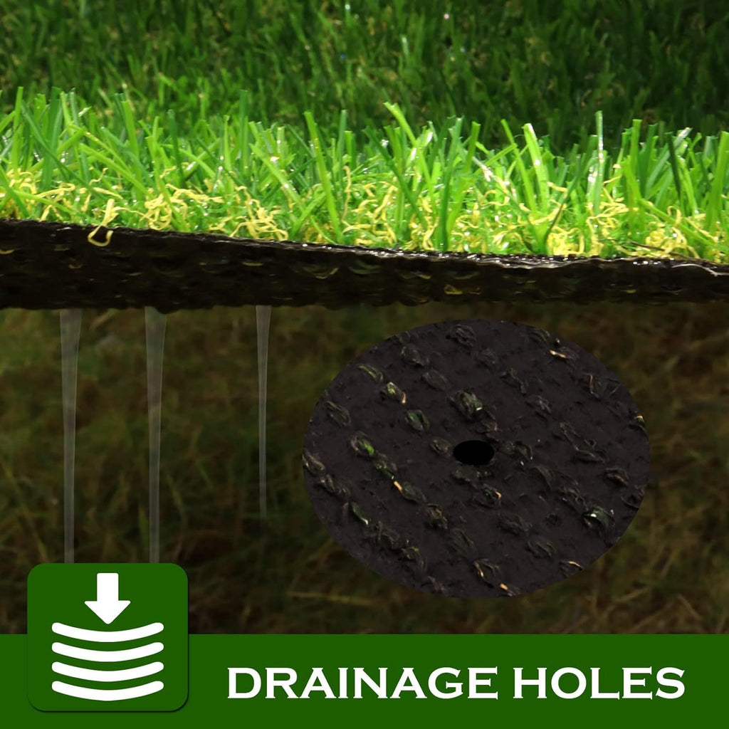 Artificial Turf Grass with Drainage 0.8" Pile Height UV-Stabilized Realistic Fake Grass Rug for Garden Balcony Backyard Patio & Pet Dogs – Custom Width 3–13ft & Length 21–35ft