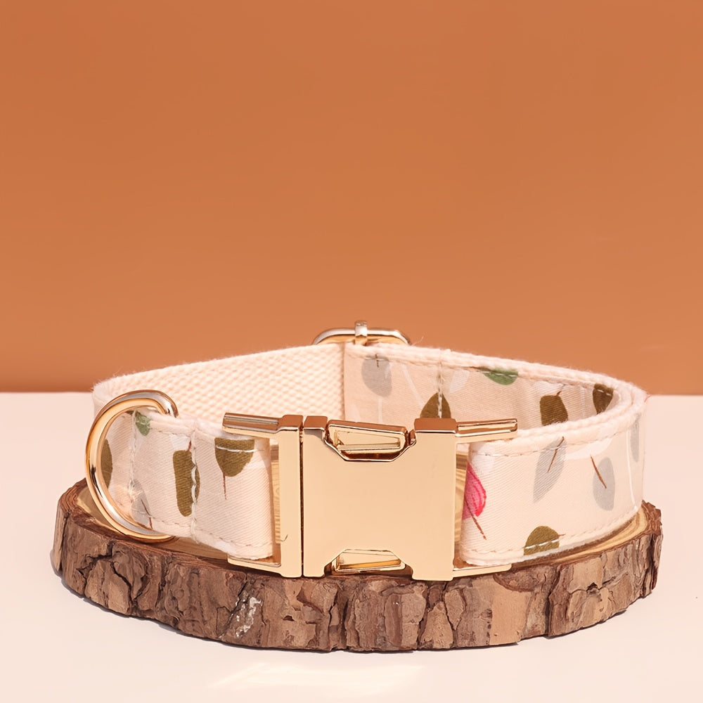 Personalized Dog Collar with ID Tag - Customizable Anti-Lost Pet Collar in 21 Styles, Adjustable XS to XL for Small, Medium, and Large Dogs, Plaid, Floral, and Dot Patterns, Engraved Contact Information