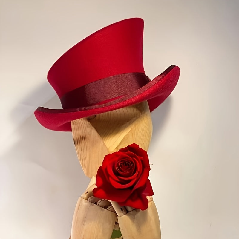 100% Wool Felt Fedora Hat with Ribbon for Women & Men – Adjustable Asymmetrical Top Hat for Church, Parties, and Weddings, Elegant Fashion Headwear in 10 Colors, Perfect Christmas Gift