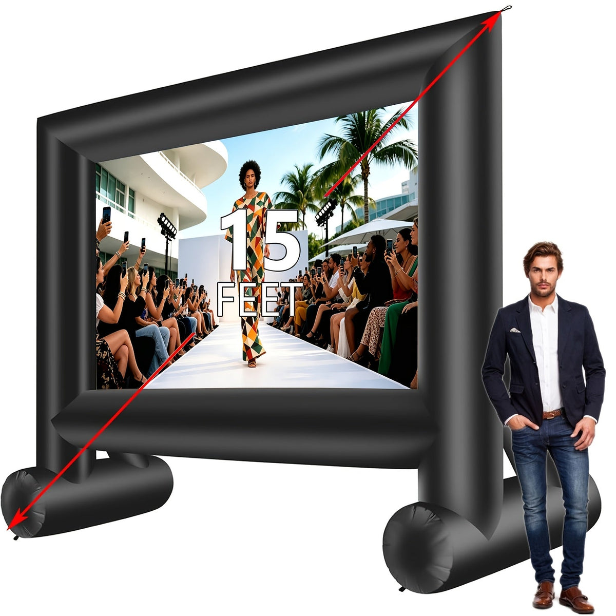 Inflatable Outdoor Movie Screen, 14/16/18/20/22/24 Ft Size Options, Blower & Storage Bag Included, Blow-Up Projection Screen for Backyard Movie Nights, Theme Parties & Celebrations