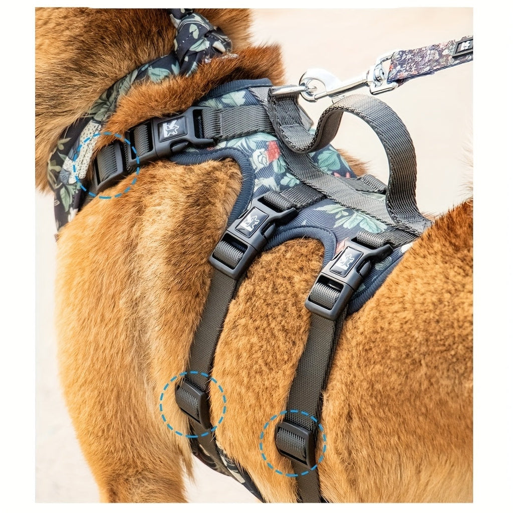 Adjustable Dog Harness, Leash, and Collar – Breathable Soft Pet Walking Gear for Small to Large Breeds, Sizes S M L, Sold Individually (Harness / Collar / Leash / Bib), Outdoor Safety Walking Equipment