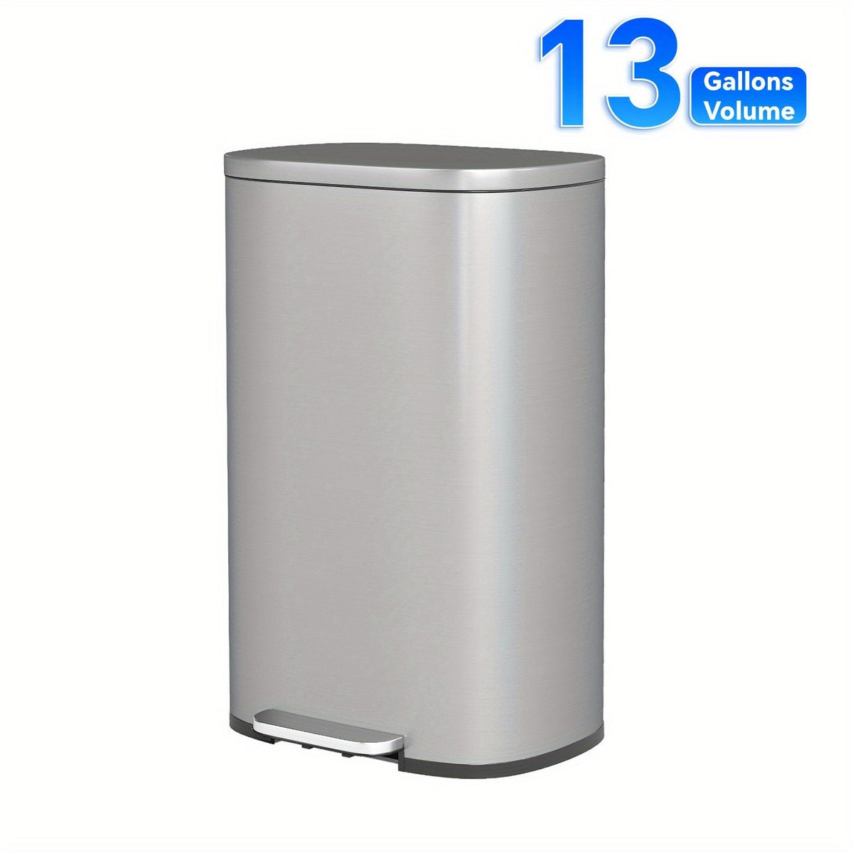 Pedal Trash Can – Fingerprint-Proof Stainless Steel Kitchen Garbage Can with Removable Inner Bucket & Hinged Lid for Kitchen Home Office in 5L to 50L