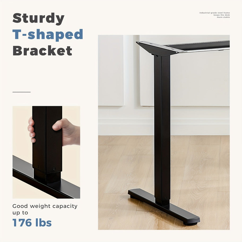 63-Inch Electric Standing Desk – Height-Adjustable Sit-Stand PC Workstation with Wood Desktop, Computer Table for Home Office, Bedroom, and Gaming Room, Suitable for Small Spaces