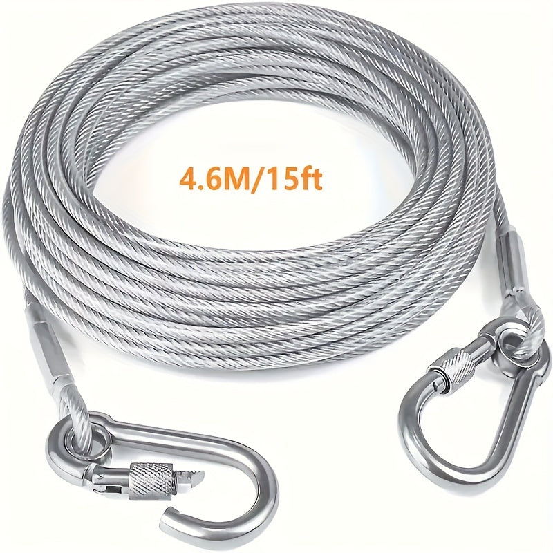 Heavy Duty Dog Tie-Out Cable 250lb with Reflective Design & Stainless Steel Swivel Hook – Tangle-Free Leash for Large Dogs – Yard, Outdoor & Camping – 30ft/50ft/177ft Options – Velora