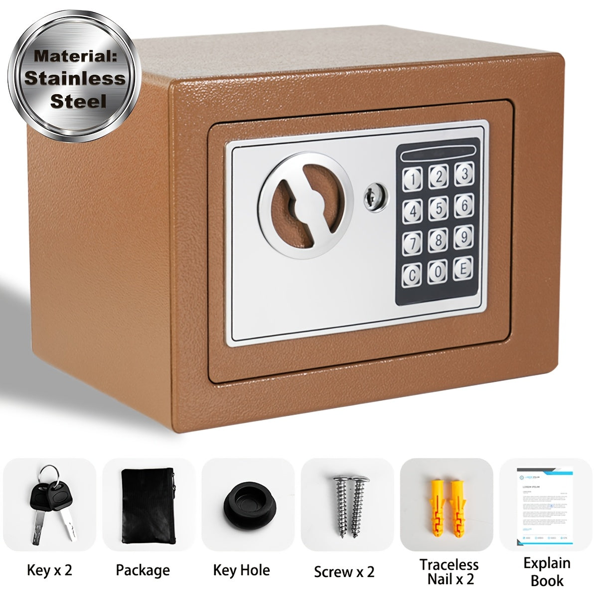 Fireproof Home Safe with Digital Keypad, Keys & Passcode Lock – Includes Fireproof Money Bag, Sensor Light & Adjustable Shelf for Home, Office, Business, Money & Valuables