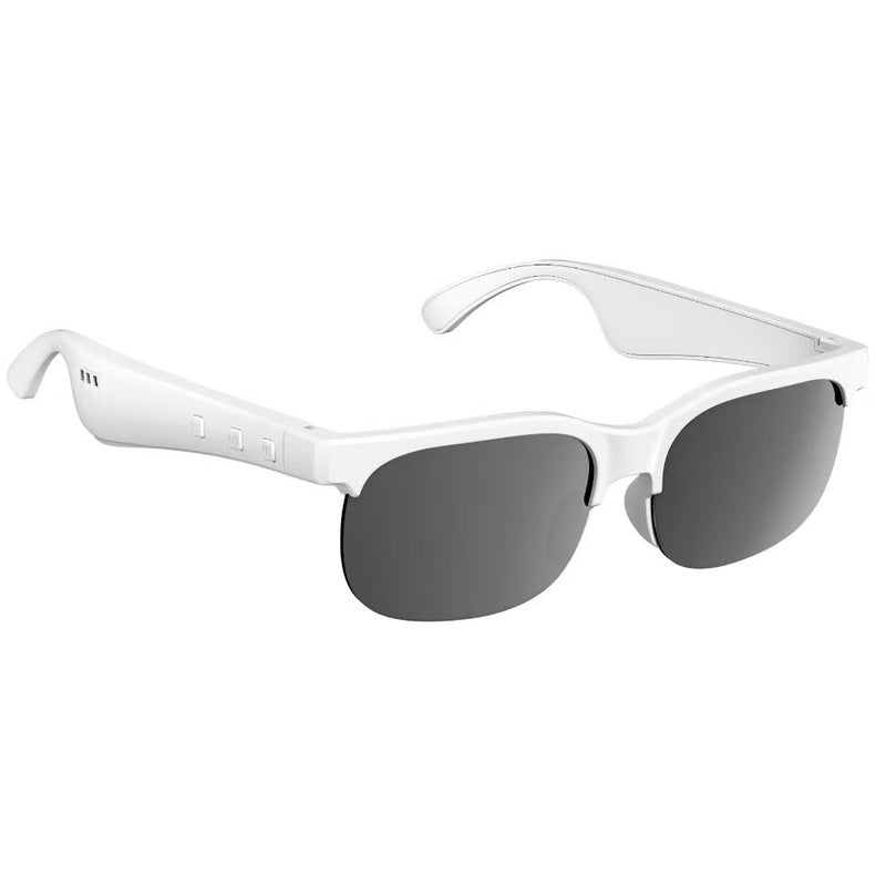 Bluetooth Audio Glasses 2-in-1 Wireless Smart Glasses with Built-in Stereo Speakers, USB-C Charging, Lightweight Open-Ear Sunglasses for Music, Gaming, and Video Calls, Compatible with iPhone and Android (Black/White)