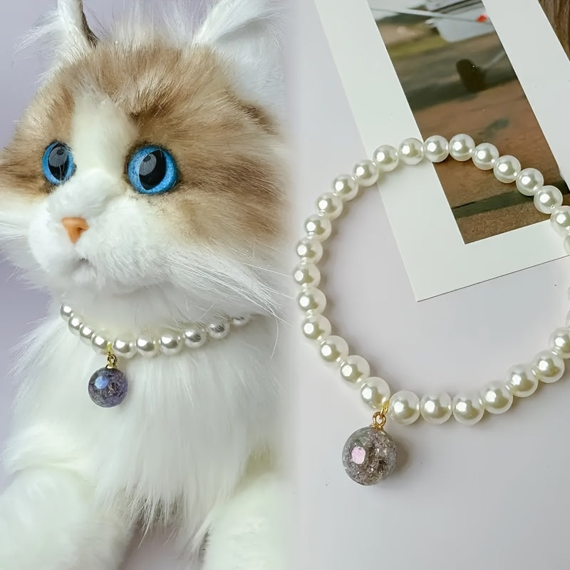 手工猫项圈吊坠——迷人可调节宠物珠宝项圈，可爱小猫生日礼物、节日礼物、拍照及日常配饰