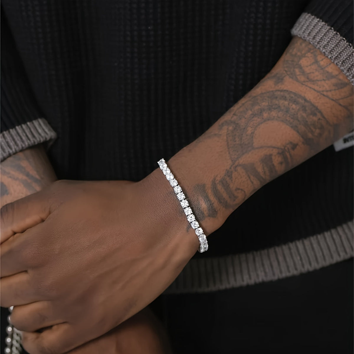 925 Sterling Silver 5mm Moissanite Tennis Bracelet – Sparkling Lab-Grown Diamond Hip Hop Luxury Jewelry Gift for Women, Ideal for Banquets, Weddings, Anniversaries, Birthdays, Christmas, and Mother's Day