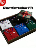 5-Piece Men's Polo Shirt Set - Solid Short Sleeve, Horse Print & Contrast Collar - Breathable Casual, Golf & Daily Wear - S–XXL - White, Black, Red, Navy Blue & Bean Green