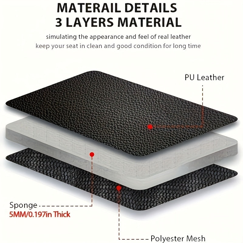 PU Leather Car Seat Covers, Universal Fit, Waterproof, Quilted, All-Season, with Sponge Padding, for Cars, SUVs, Trucks, Gray/Black/Red/Blue, Single or 12-Piece Set