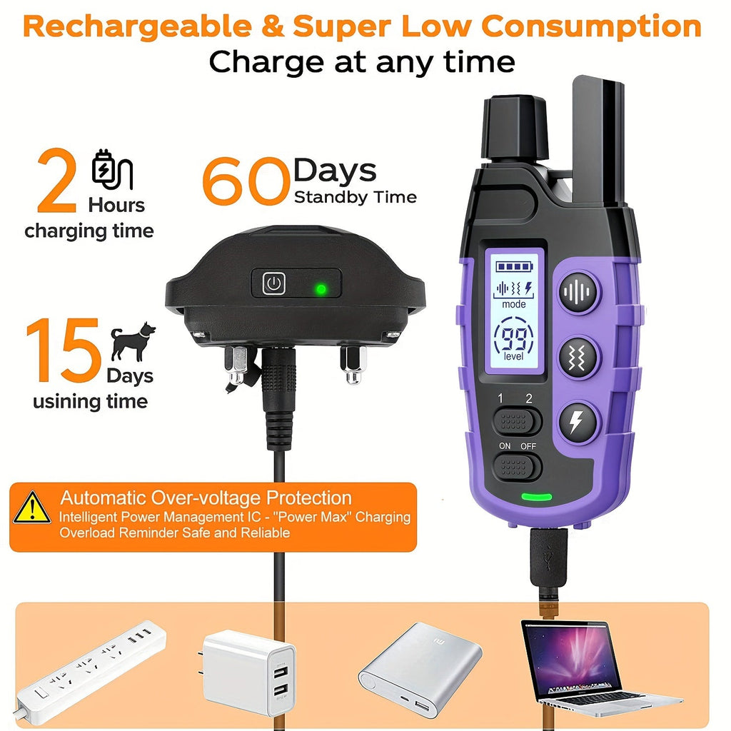 Dog Training Collar with Remote – 4150ft Range, Shock, Vibration & Beep Modes, Rechargeable E-Collar for Small to Large Dogs 5-150lbs, 1-Dog & 2-Dog Options, Purple