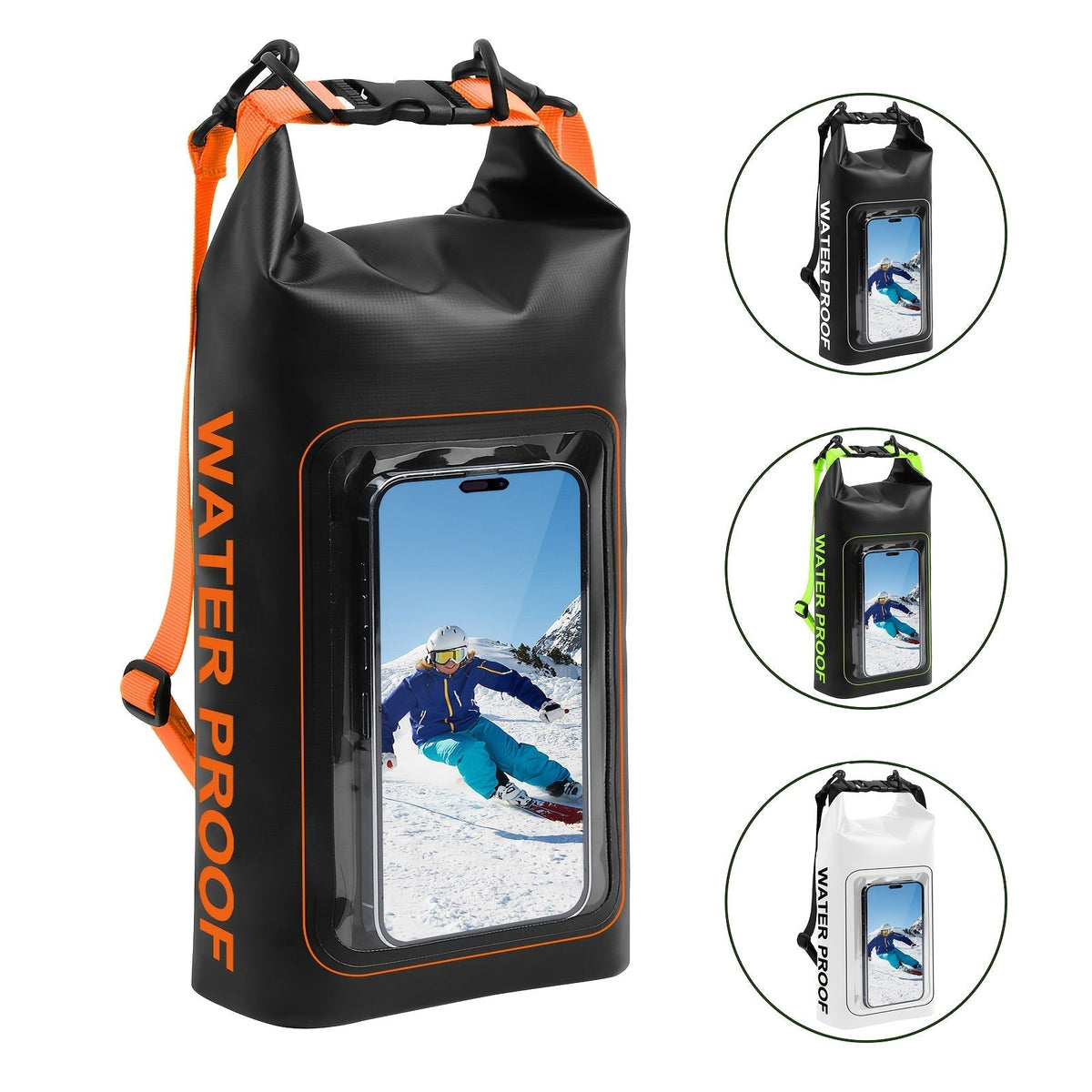 10L Waterproof Roll-Top Dry Bag with Phone Case - Crossbody Shoulder Bag for Kayaking, Boating, Beach, Camping, Swimming, Fishing, Rafting, and Travel