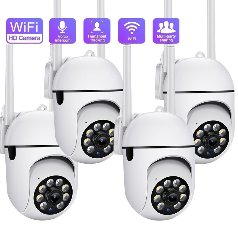 4-Pack Y05S 1080P 5G WiFi Security Camera – AI Motion Tracking, 360° PTZ, Color Night Vision, Two-Way Audio, Spotlight & Alarm, IP54, Cloud & SD Card Storage, Indoor/Outdoor Home Security Monitoring