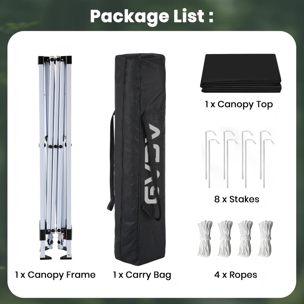 10x10 Pop Up Canopy Tent, UPF 50+ Heavy-Duty Steel Frame, 3 Height Settings, Waterproof Instant Canopy with Carry Bag for Backyard, Patio, Beach, Camping, Party, Market - Space Gray, Black, Blue, Red, Dark Gray, Forest Green