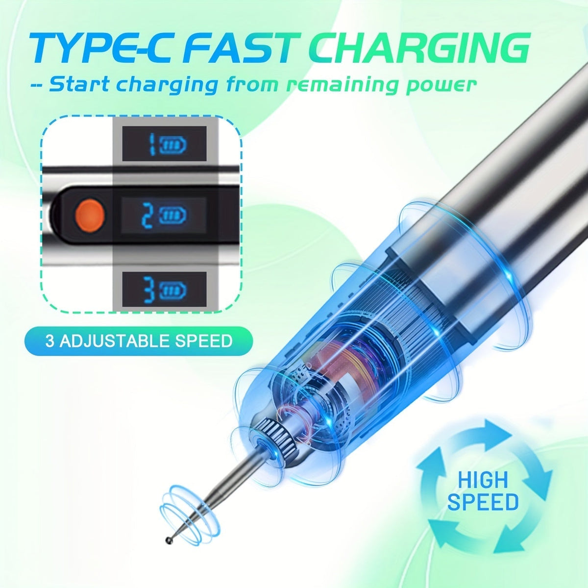 Electric Engraving Pen Kit with 57 Accessories - USB Rechargeable Cordless Engraver, 21,000 RPM, 3-Speed Control, 90-Min Battery Life, for Metal, Glass, Wood, Stone & Jewelry - DIY Craft Gift