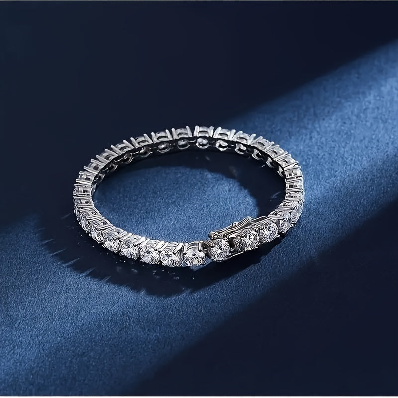 S925 Sterling Silver Moissanite Tennis Bracelet for Women and Men – Luxury CZ Bling Hip Hop Bracelet, Sizes 6–9 Inches, Perfect for Weddings, Anniversaries, and Birthdays