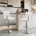 PU Leather Bar Stools Set of 2, Adjustable Height Swivel Counter Stools with Backrest & Footrest, Heavy-Duty Steel Base, Easy Clean Kitchen Island Dining Room Home Bar Chairs, Multiple Colors