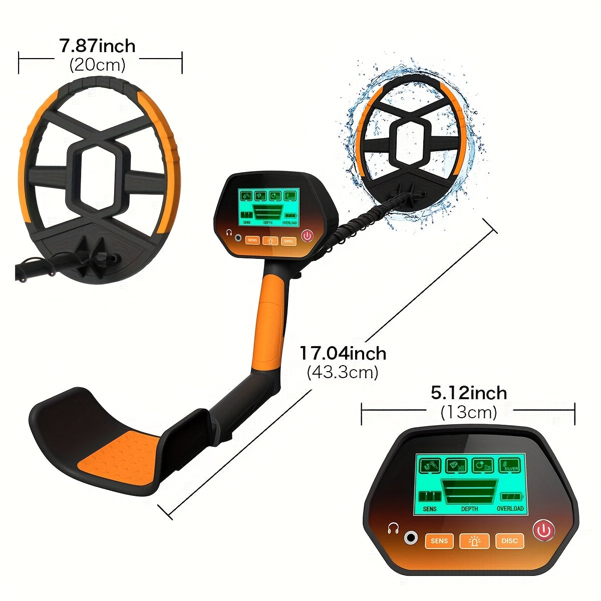 Metal Detector – High-Sensitivity 8" Search Coil LCD Display 4 Modes Detects Coins to 5" Deep & Large Objects to 3ft for Lawn Garden Yard & Outdoor Adventure in Green Yellow & Basic