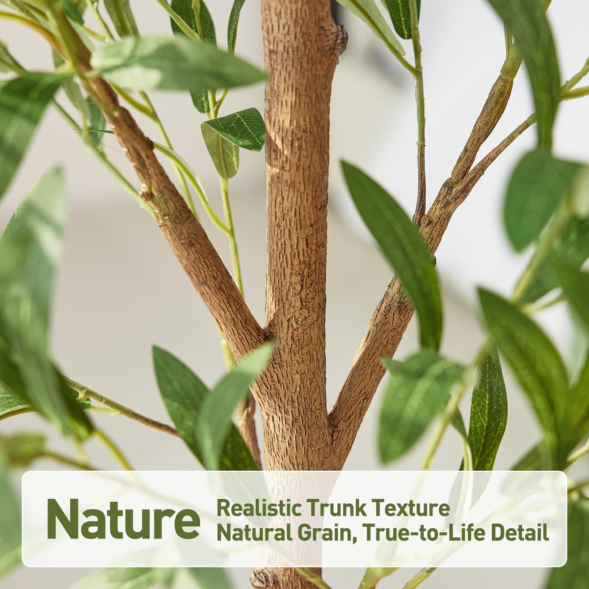 6FT Artificial Olive Tree Faux Potted Silk Plant with Realistic Trunk & Fruits Indoor Home Office & Living Room Decor
