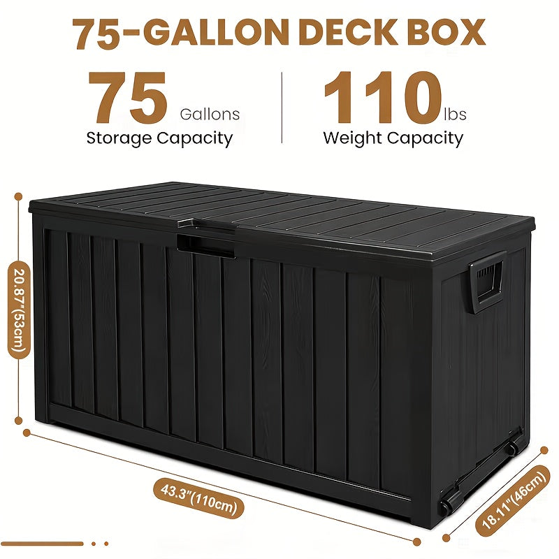 Outdoor Waterproof Storage Box – 35 or 75 Gallon Patio Deck Box, Lidded Weatherproof Storage Chest for Cushions, Pool Toys & Garden Tools, for Backyard, Lawn, Garage & Patio – Nova Mart