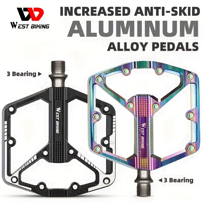 Aluminum Alloy Bike Pedals, 3 Bearings, Non-Slip, Lightweight Bicycle Pedals with Hexagonal Sleeve for Mountain Bikes & Road Bikes – Easy Install, Durable Multi-Color Cycling Accessories, 1 Pair