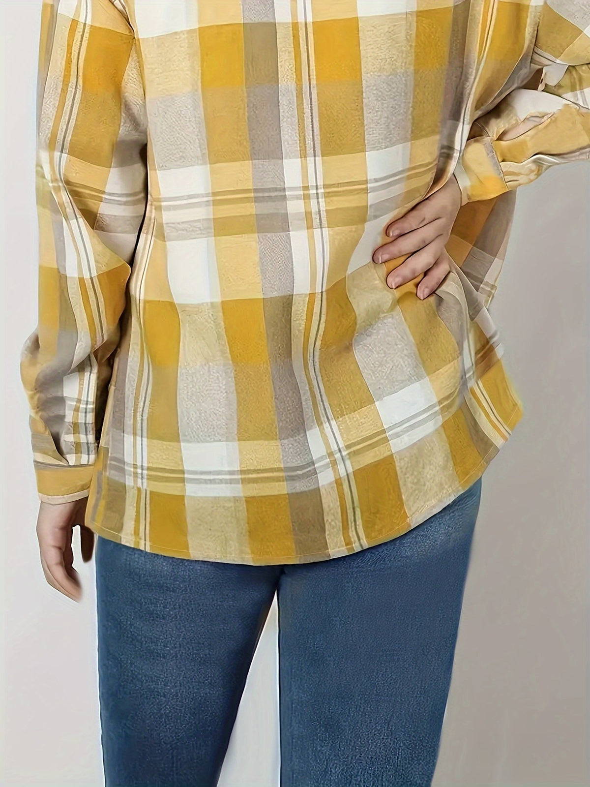 Casual Plaid Shirt for Women and Men, European and American Style, Striped Button-Down Lapel Collar, Versatile Commuting Top, Polyester/Elastane, S M L XL XXL