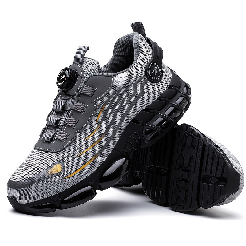 Men's Steel Toe Work Shoes Slip-Resistant Safety Boots Breathable Composite Toe Sneakers Abrasion-Resistant Construction Work Boots Black Dark Gray US 6-11