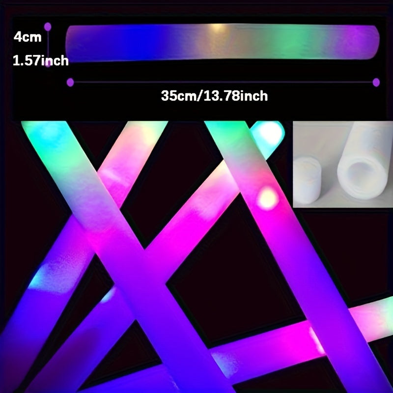 LED Foam Light Sticks Bulk Pack 28, 48 or 100 Pieces – 3-Mode Color Changing Flashing Glow Sticks for Parties, Weddings, Concerts, Birthdays, Halloween, Christmas, Camping and Cheering Events