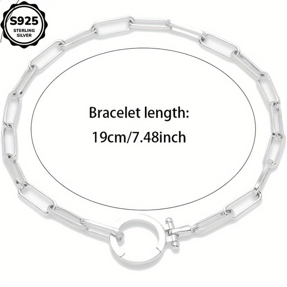 925 Sterling Silver Parker Link Bracelet for Women - Paperclip Chain Iconic Buckle Elegant Luxury Boho Bracelet Gift for Wife Mom Friend - Valentine's Day Christmas Birthday