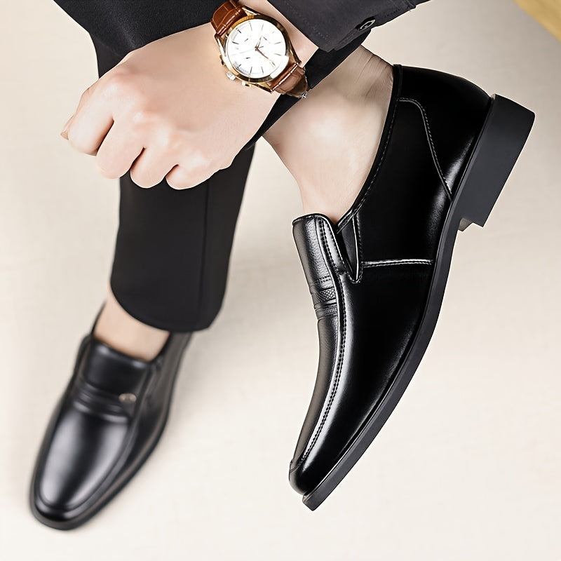 Men's Oxford Dress Shoes Formal Slip-On Business Loafers High-Quality Fashion Leather-Look Footwear for Men Extra Large Sizes US 7-13 Black