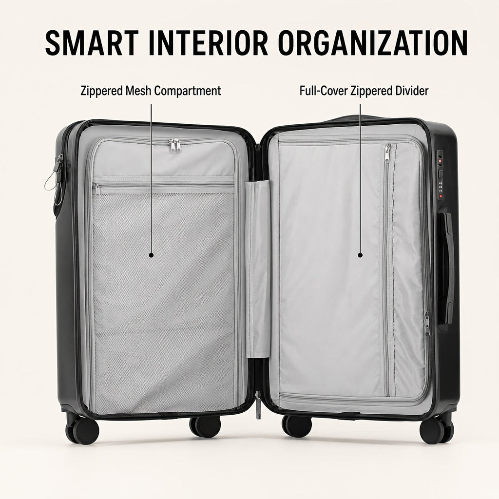 20-Inch Carry-On Luggage with Password Lock – Large Capacity Hardside Boarding Suitcase for Travel in Red White Green Gray