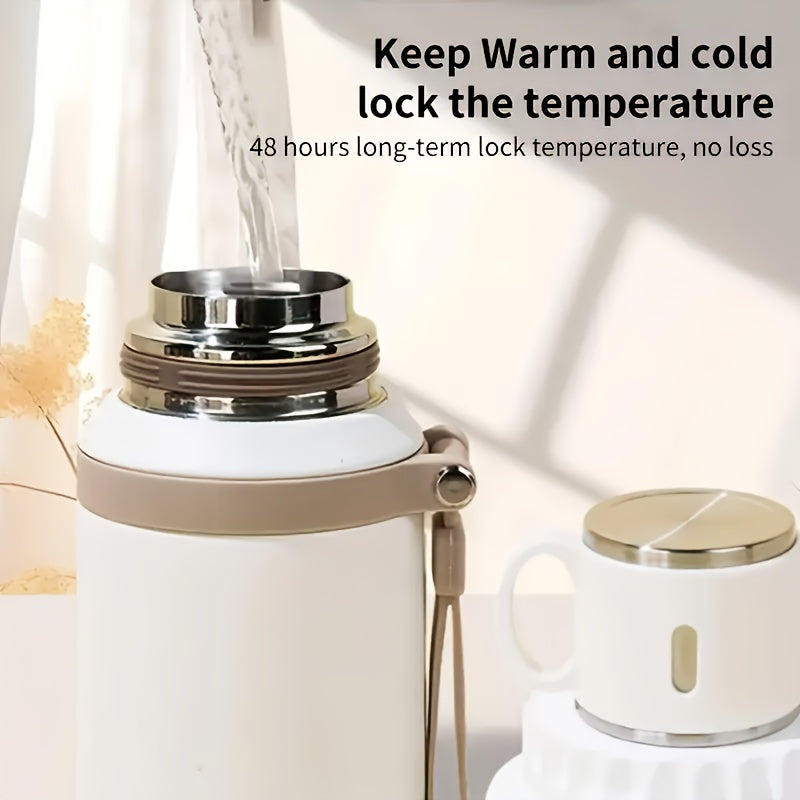 600ml (20oz) Stainless Steel Tumbler, Double-Wall Vacuum Insulated, Leak-Proof Lid with Handle, Cleaning Brush Included, for Hot/Cold Drinks, Travel, Office, Gym, Outdoor Water Bottle
