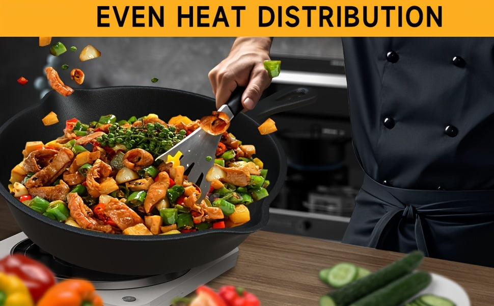 3-Piece Cast Iron Skillet Set with Pour Spouts – Pre-Seasoned Non-Stick Heavy-Duty Cookware for Holiday Cooking, RV Camping, Campfire Meals, Oven & Stovetop Safe Kitchen Gift