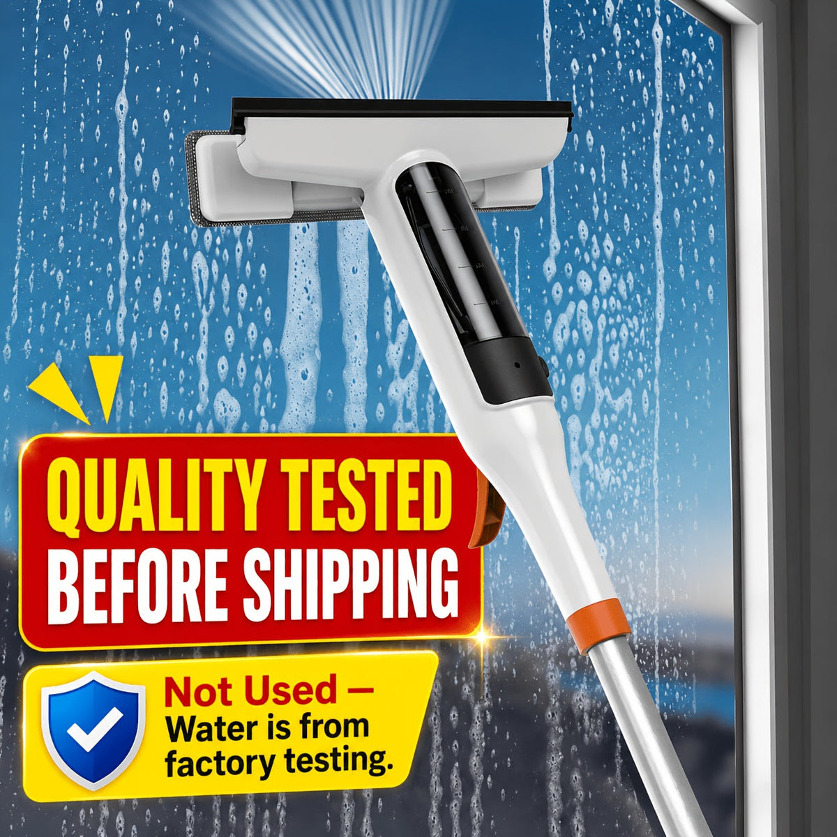3-in-1 Glass Cleaning Kit with Durable Metal Pole, Squeegee, and Scraper for High Windows, Shower Doors, and Car Windshields – Streak-Free Home Cleaning Tool
