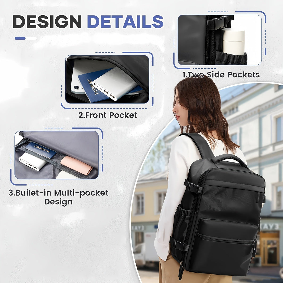 Vacuum Seal Travel Backpack with Air Pump – Expandable Large-Capacity Compression Space-Saver Laptop Carry-On Bag, Oxford Cloth for Men and Women, Hiking, Camping, and Travel
